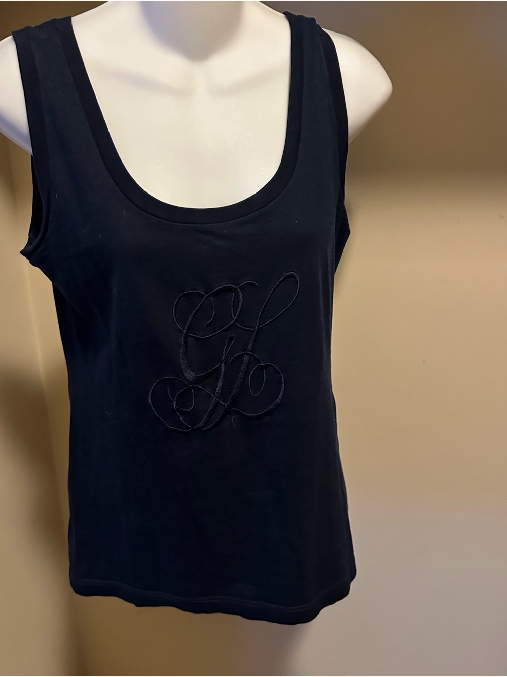 Guy Laroche navy blue Embroidered Logo Tank Top